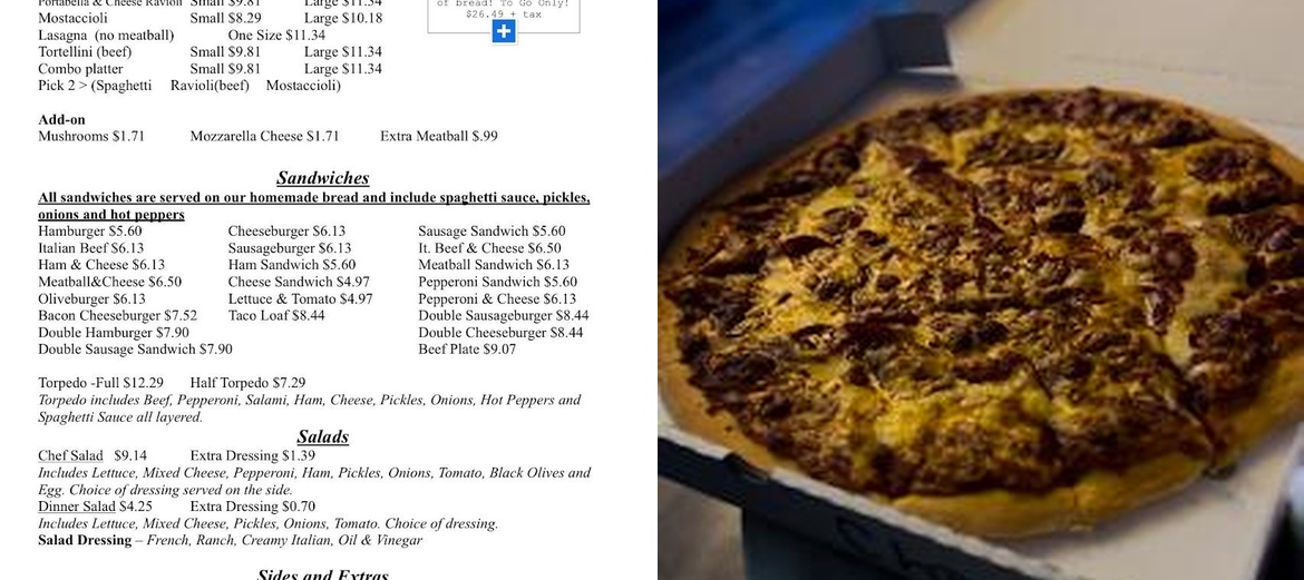 Al & Leda's Pizzeria Menu